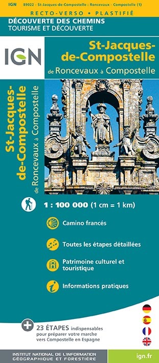 GR65-3 ST JACQUES DE COMPOSTELLE DE RONCEVAUX A COMPOSTELLE - XXX - IGN