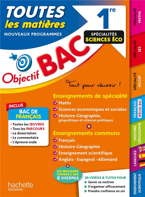 OBJECTIF BAC 2024 - 1RE SPECIALITES SCIENCES ECO TOUTES LES MATIERES - LISLE/ROUSSEAU/BLIN - HACHETTE OBJECTIF BAC 2024 - 1RE SPECIALITES SCIENCES ECO TOUTES LES MATIERES - LISLE/ROUSSEAU/BLIN - HACHETTE