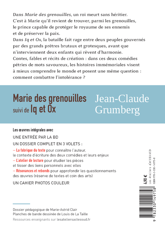 marie des grenouilles, suivi de Iq et Ox - Jean-Claude Grumberg - ACTES SUD