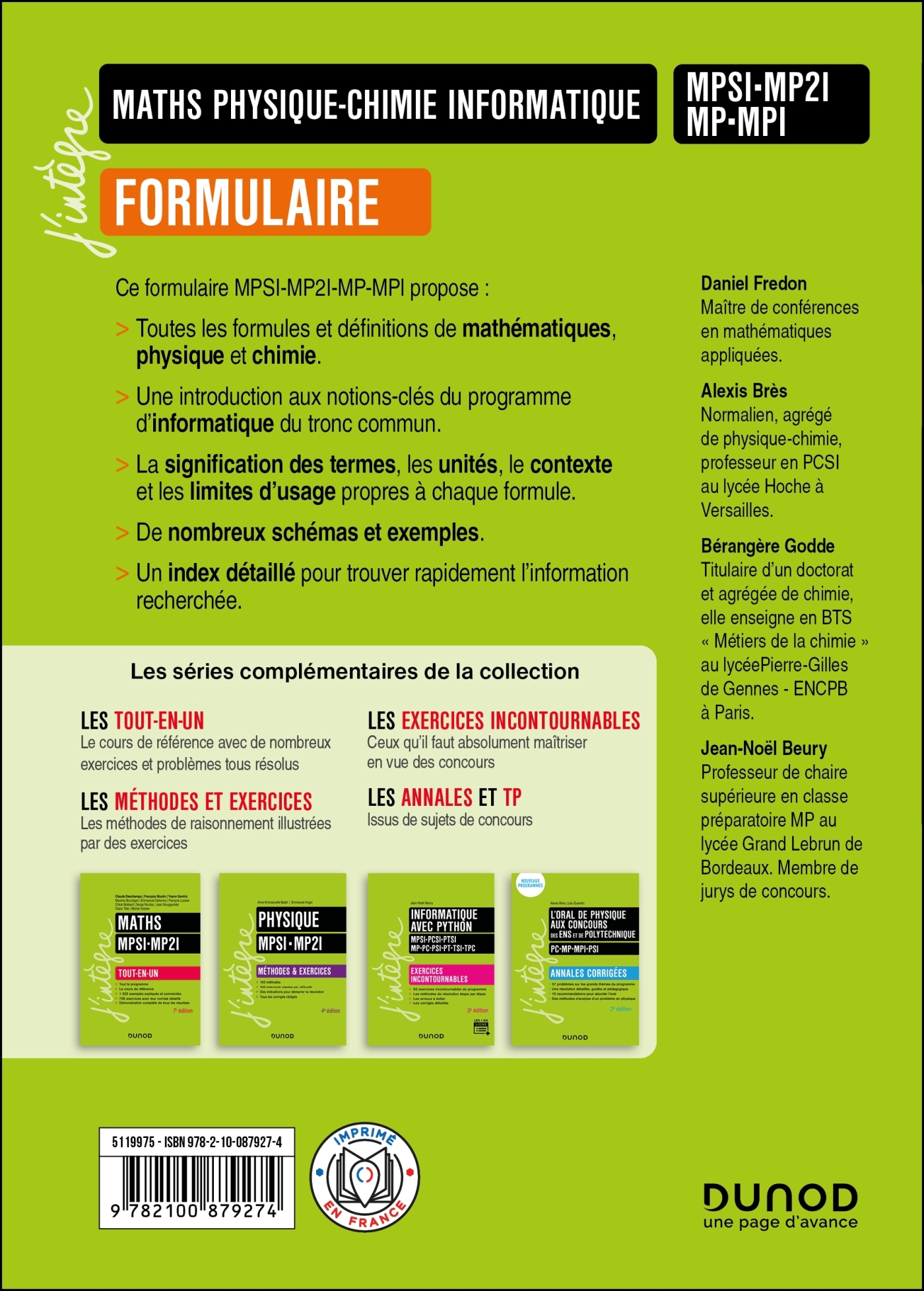 Formulaire MPSI-MP2I-MP-MPI - 9e éd. - BEURY JEAN-NOEL - DUNOD
