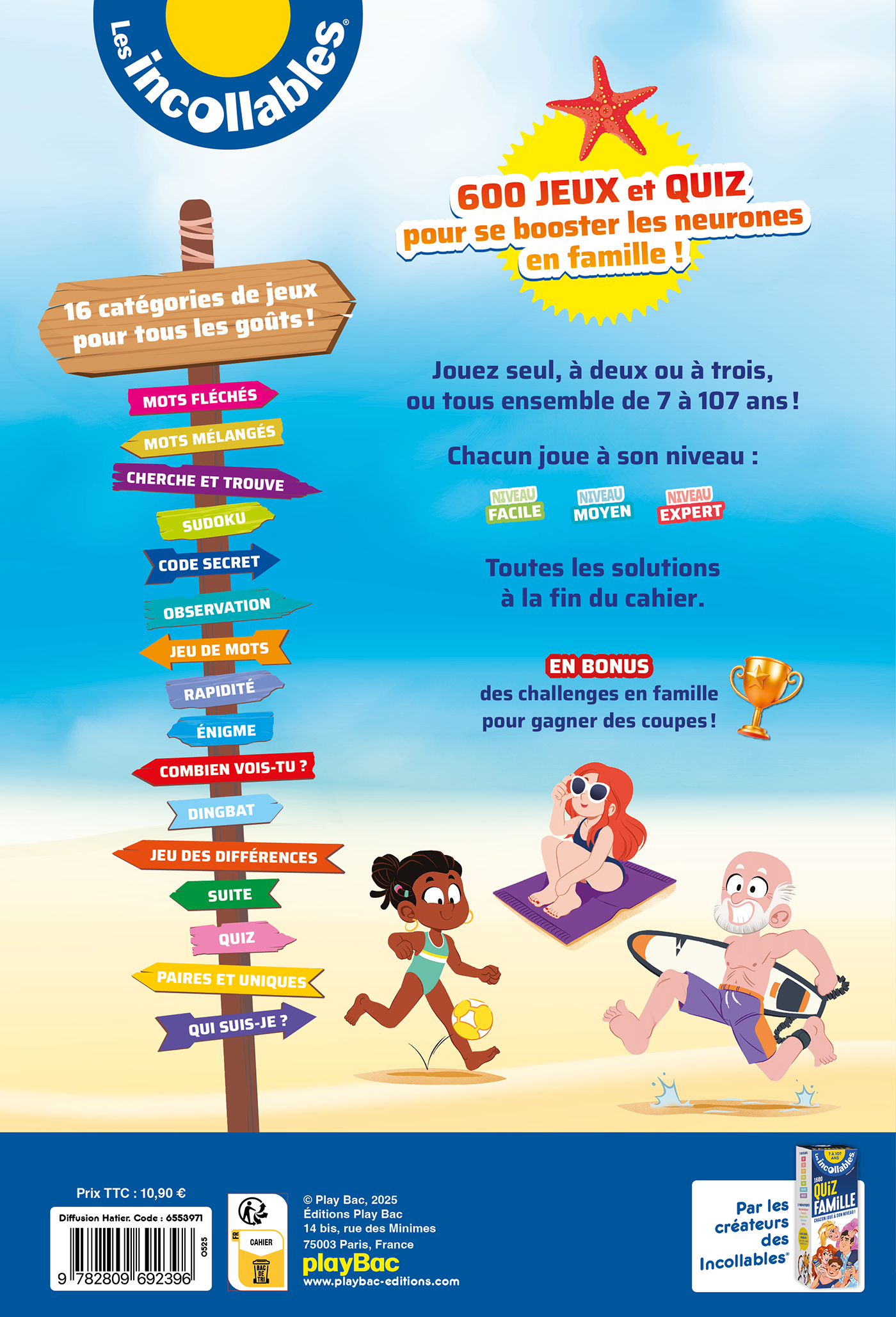 Le premier cahier de vacances pour toute la famille - Chacun joue à son niveau -  Play Bac Éditions - PLAY BAC