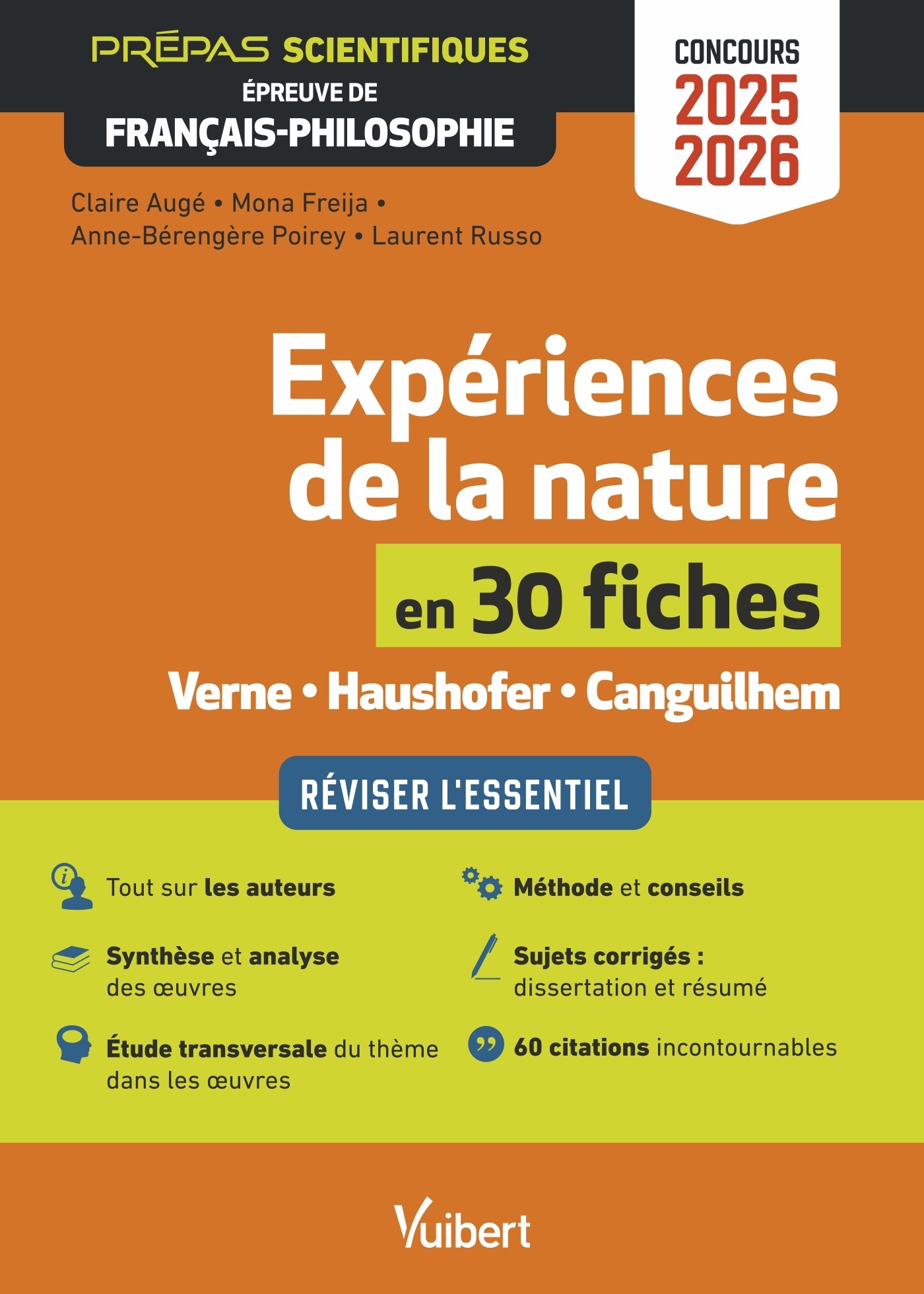 Expériences de la nature en 30 fiches - Épreuve de français-philosophie - Prépas scientifiques - Concours 2025-2026 - Claire Sani, Laurent Russo, Anne-Bérengère Poirey, Claire Augé, Mona Freija - VUIBERT