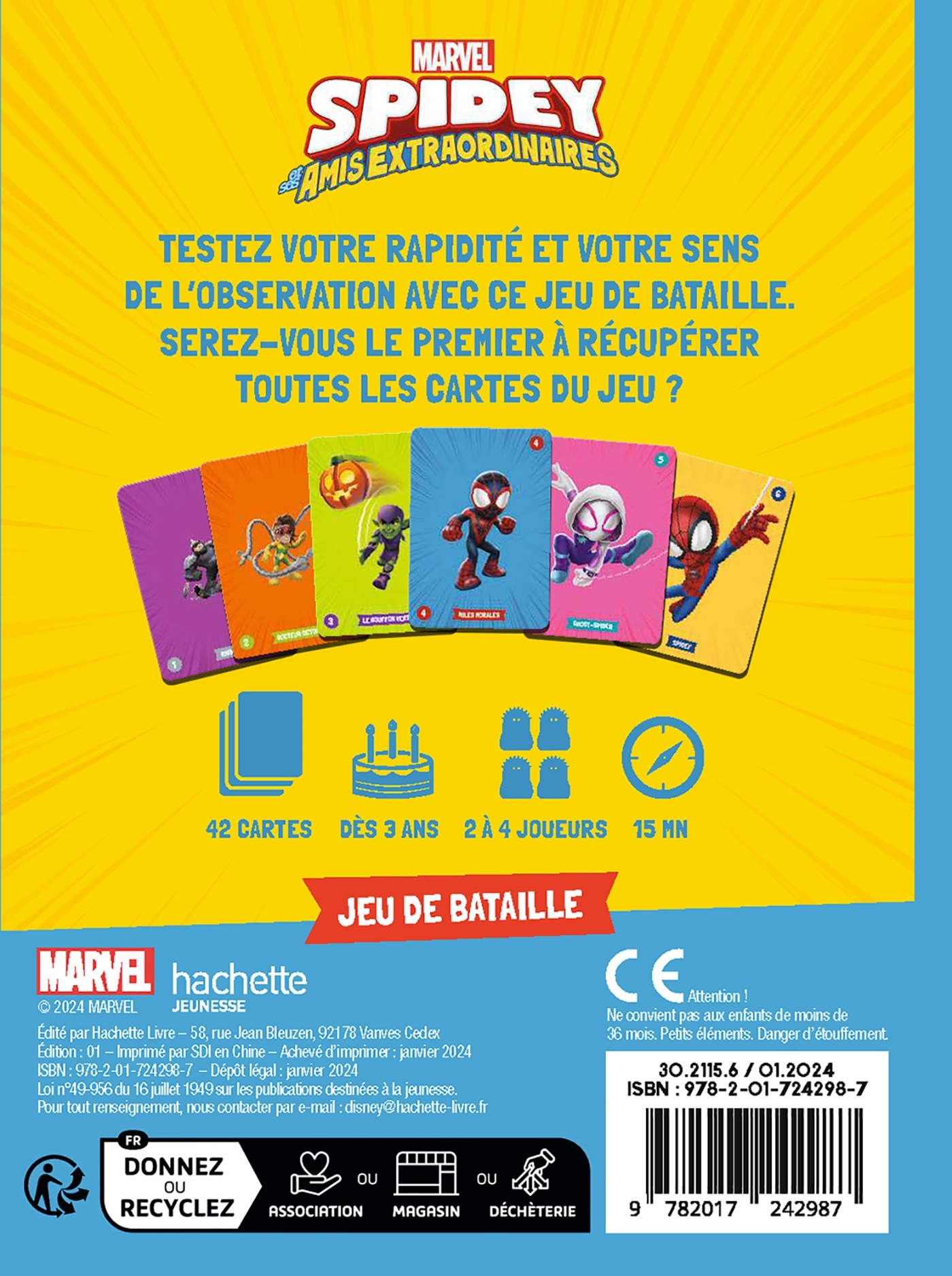 SPIDEY ET SES AMIS EXTRAORDINAIRES - Jeu de cartes - C'est qui le plus fort ? MARVEL - XXX - DISNEY HACHETTE