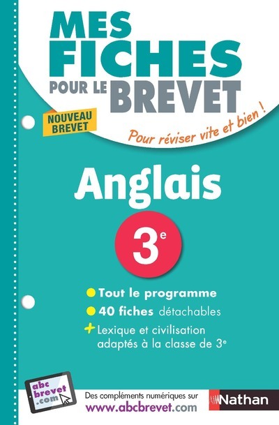 Mes fiches pour le Brevet Anglais 3éme - Nouvelle édition - Stéphane David - NATHAN