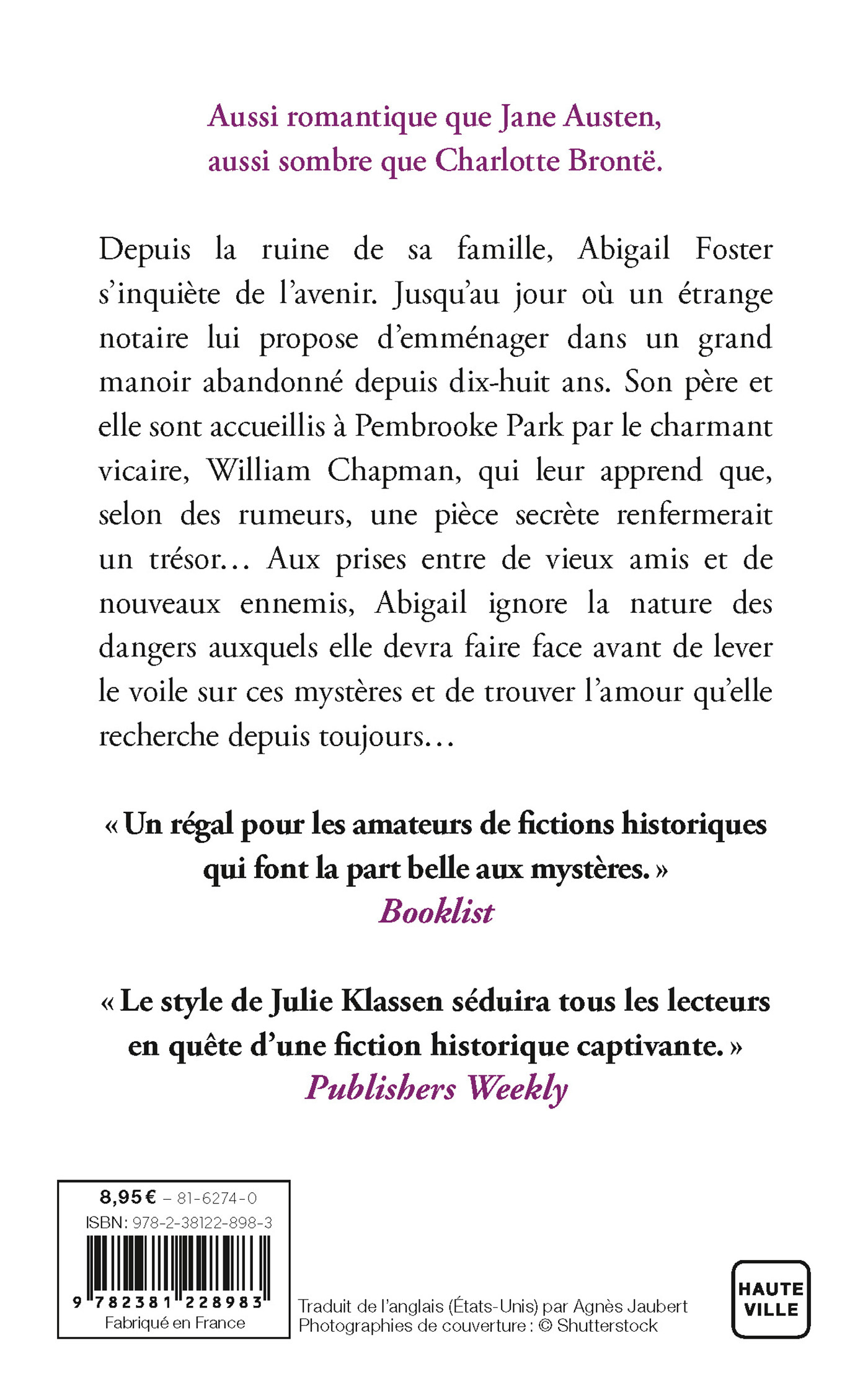 Le Secret de Pembrooke Park - Julie Klassen, Agnès Jaubert - HAUTEVILLE