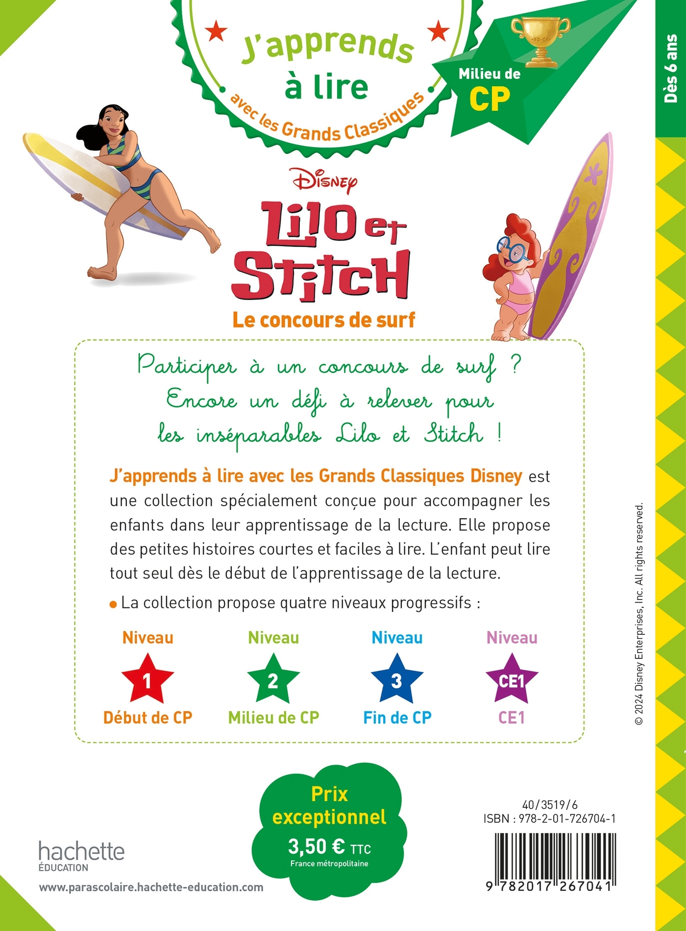 Disney - Lilo et Stitch - Le concours de surf, CP Niveau 2 - Isabelle Albertin - HACHETTE EDUC