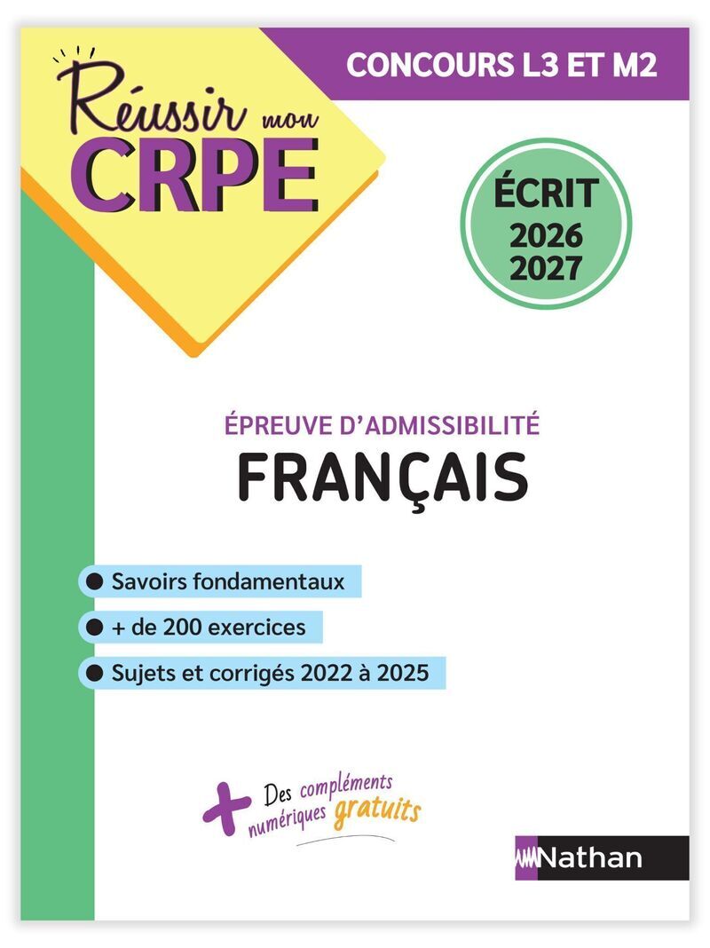 Réussir mon CRPE Français épreuve d'admissibilité écrit 2026 - Anne-Rozenn Morel - NATHAN