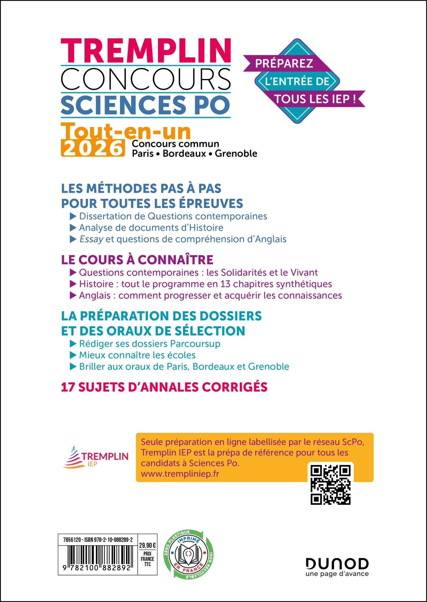 Tremplin Concours Sciences Po Tout-en-un 2026 - Florent Vandepitte, Pierre-Emmanuel Guigo, Judith Leverbe, Alexia Roussel - DUNOD