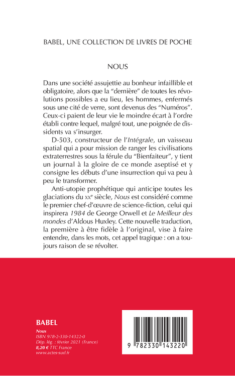 NOUS - Evgueni Zamiatine - ACTES SUD