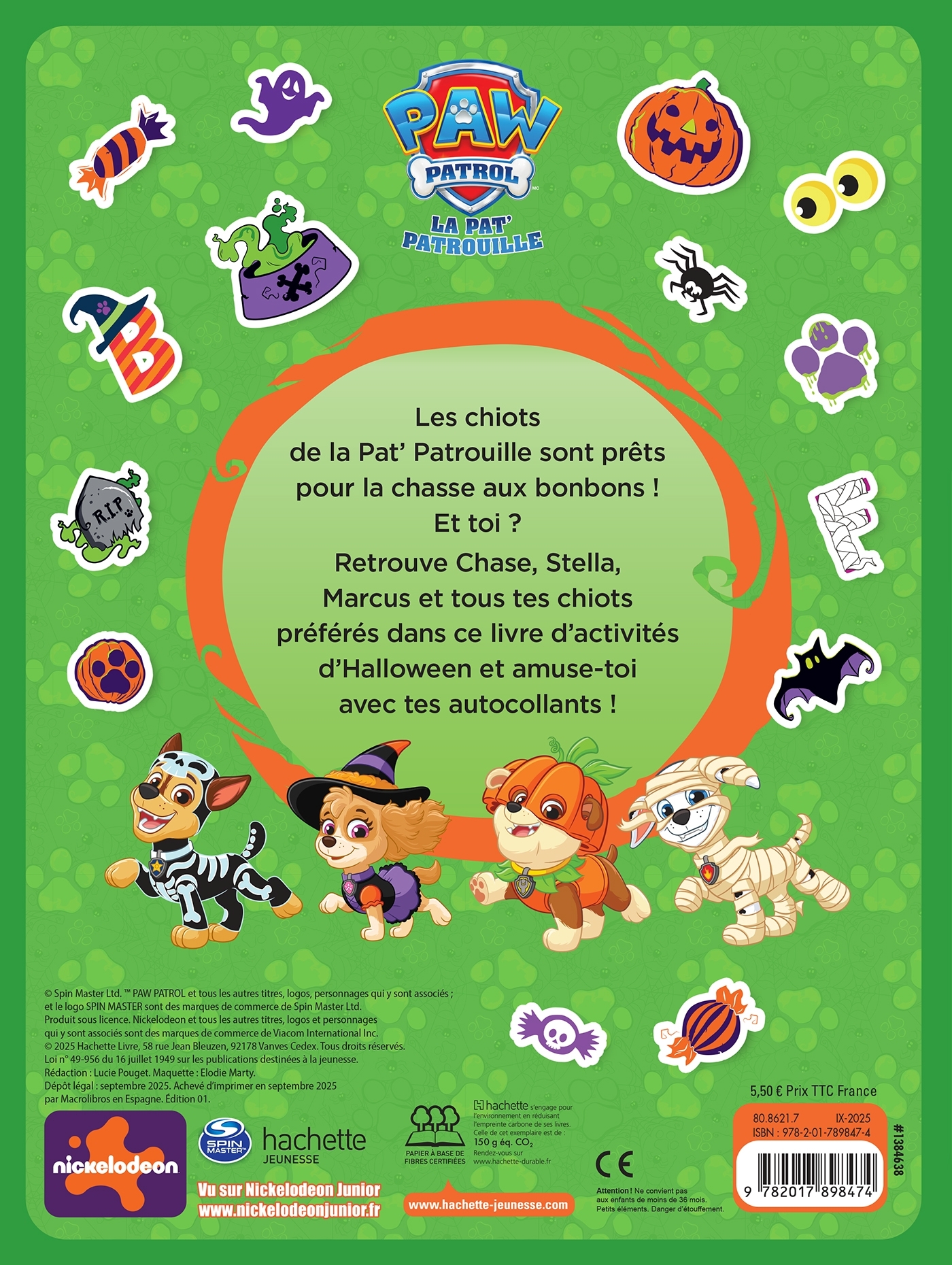 La Pat' Patrouille - Mon livre d'Halloween -   - HACHETTE JEUN.