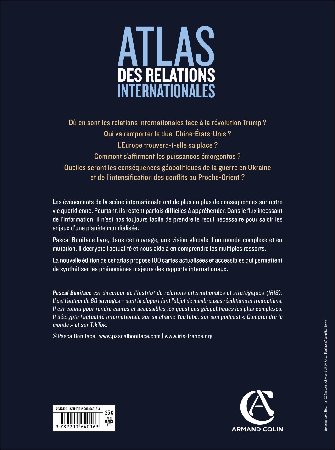 Atlas des relations internationales - Pascal Boniface - ARMAND COLIN