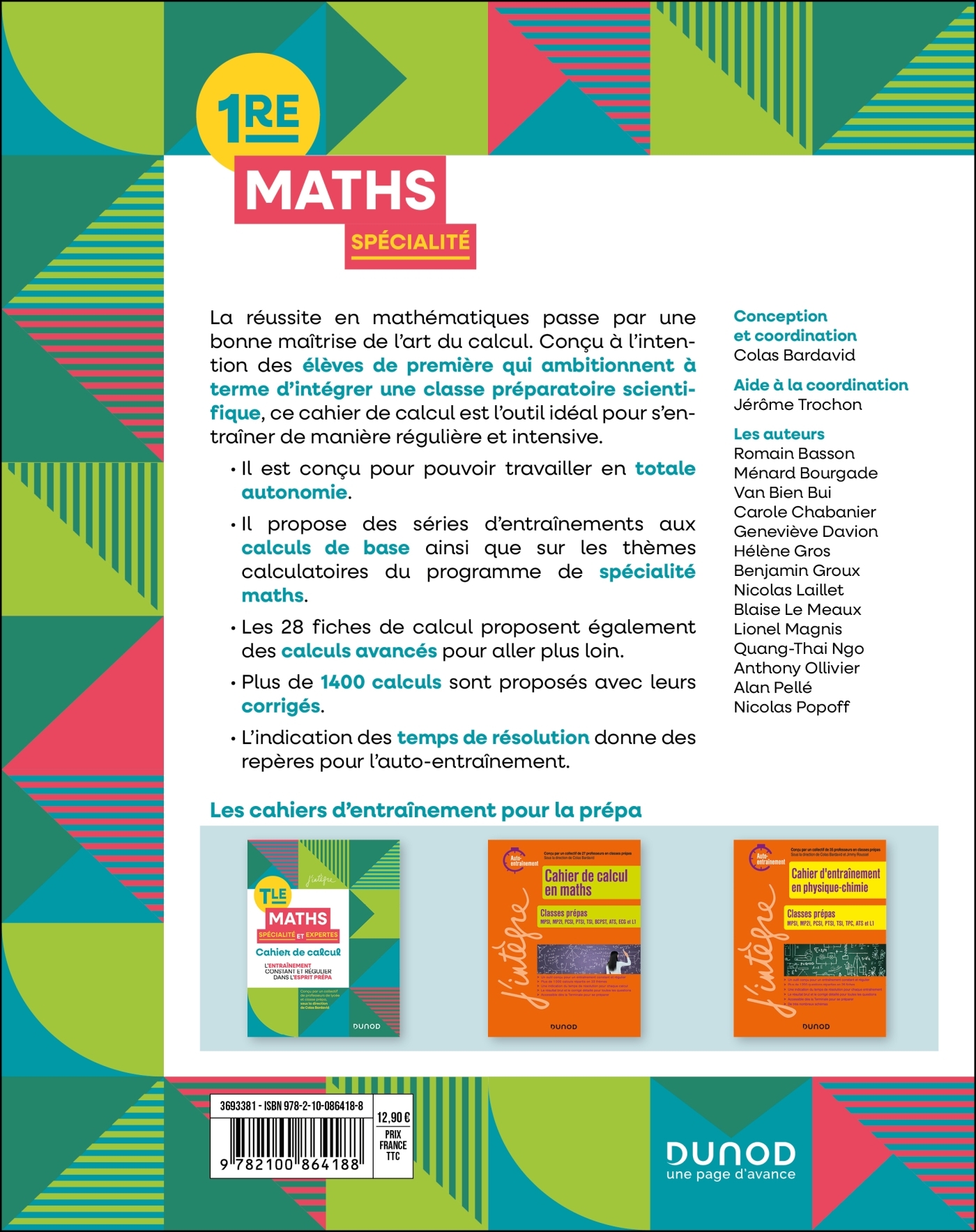 Cahier de calcul en maths 1re - Colas Bardavid - DUNOD