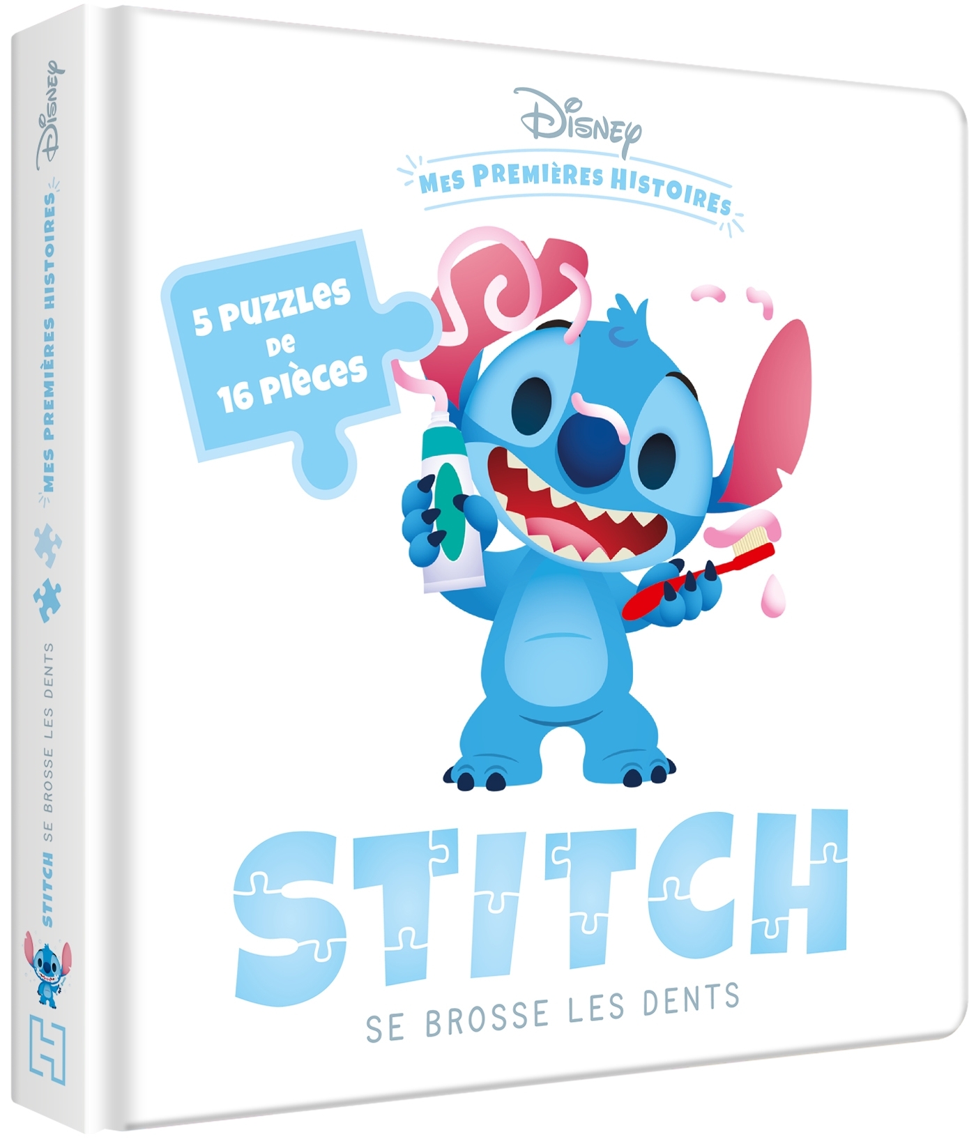 DISNEY BABY - Mes Premières Histoires - Stitch se brosse les dents - 5 grands puzzles 16 pc -  - DISNEY HACHETTE