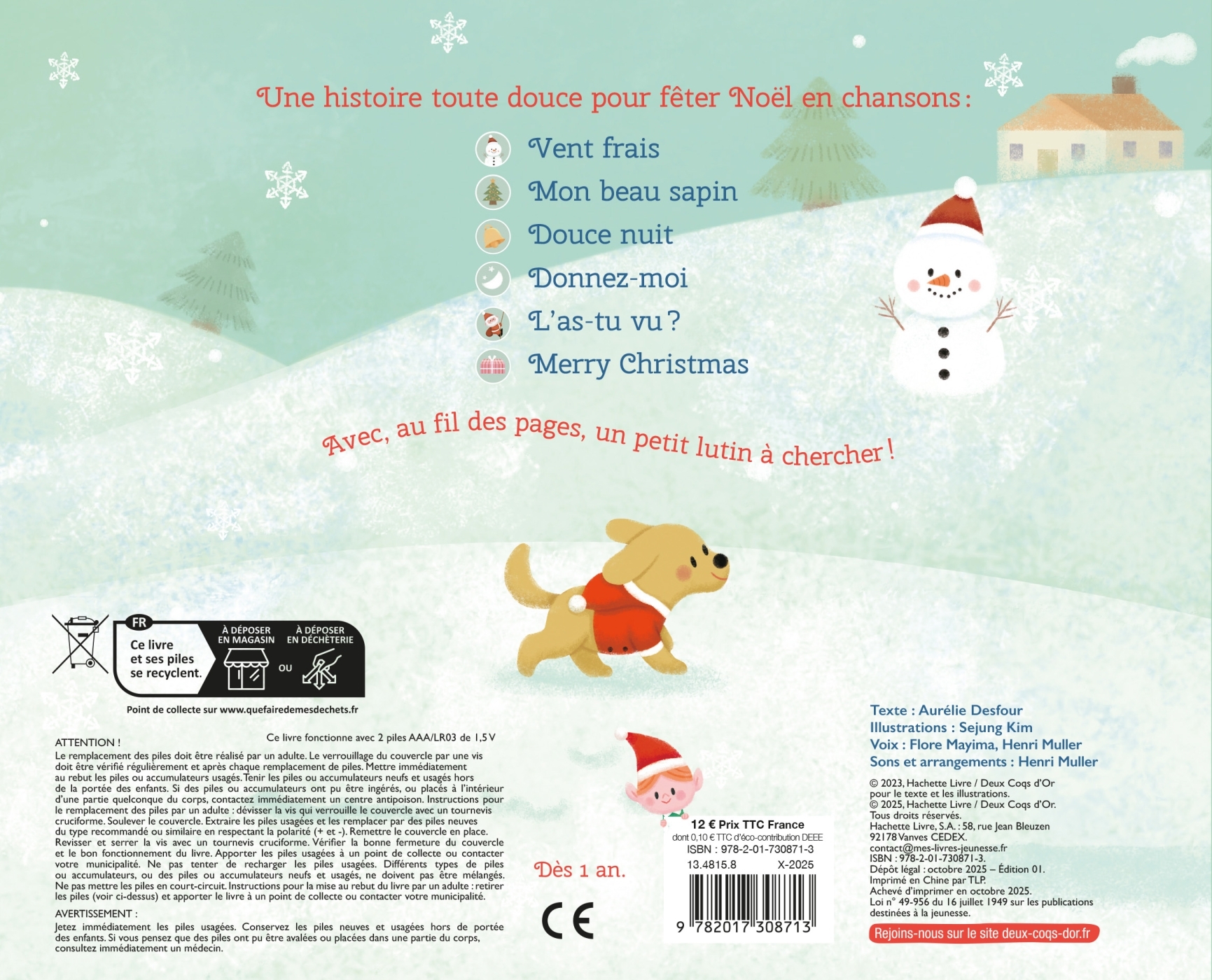 Mon Noël en chansons - livre sonore avec boitier - Aurélie Desfour - DEUX COQS D OR