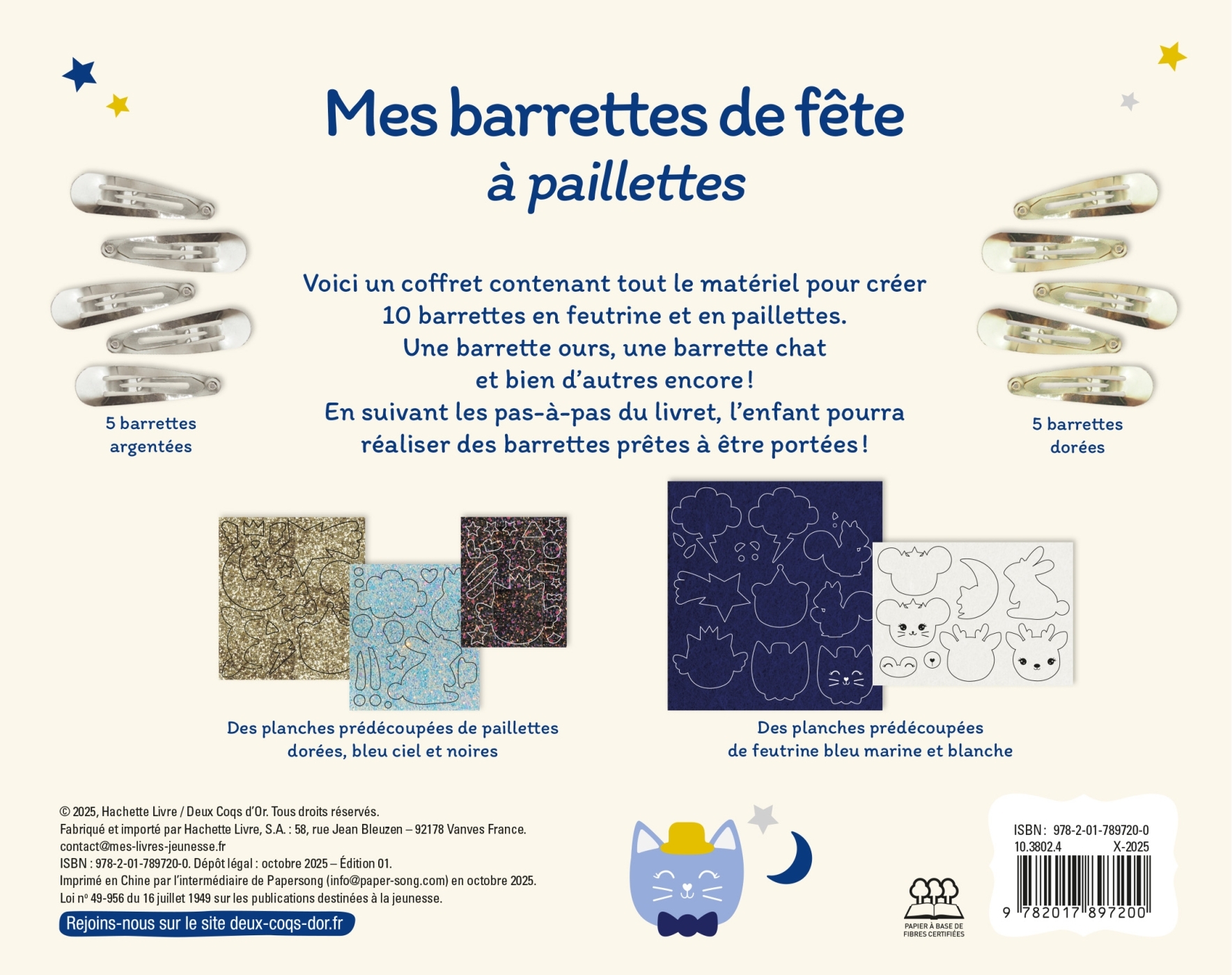 Mes barrettes de fête à paillettes - coffret avec accessoires -   - DEUX COQS D OR