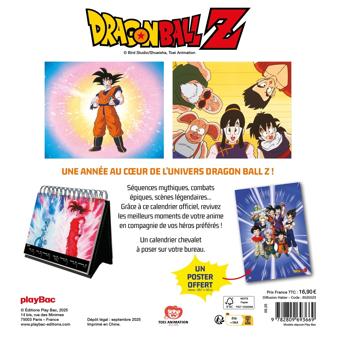 CALENDRIER OFFICIEL DRAGON BALL Z 2026 -   - PLAY BAC