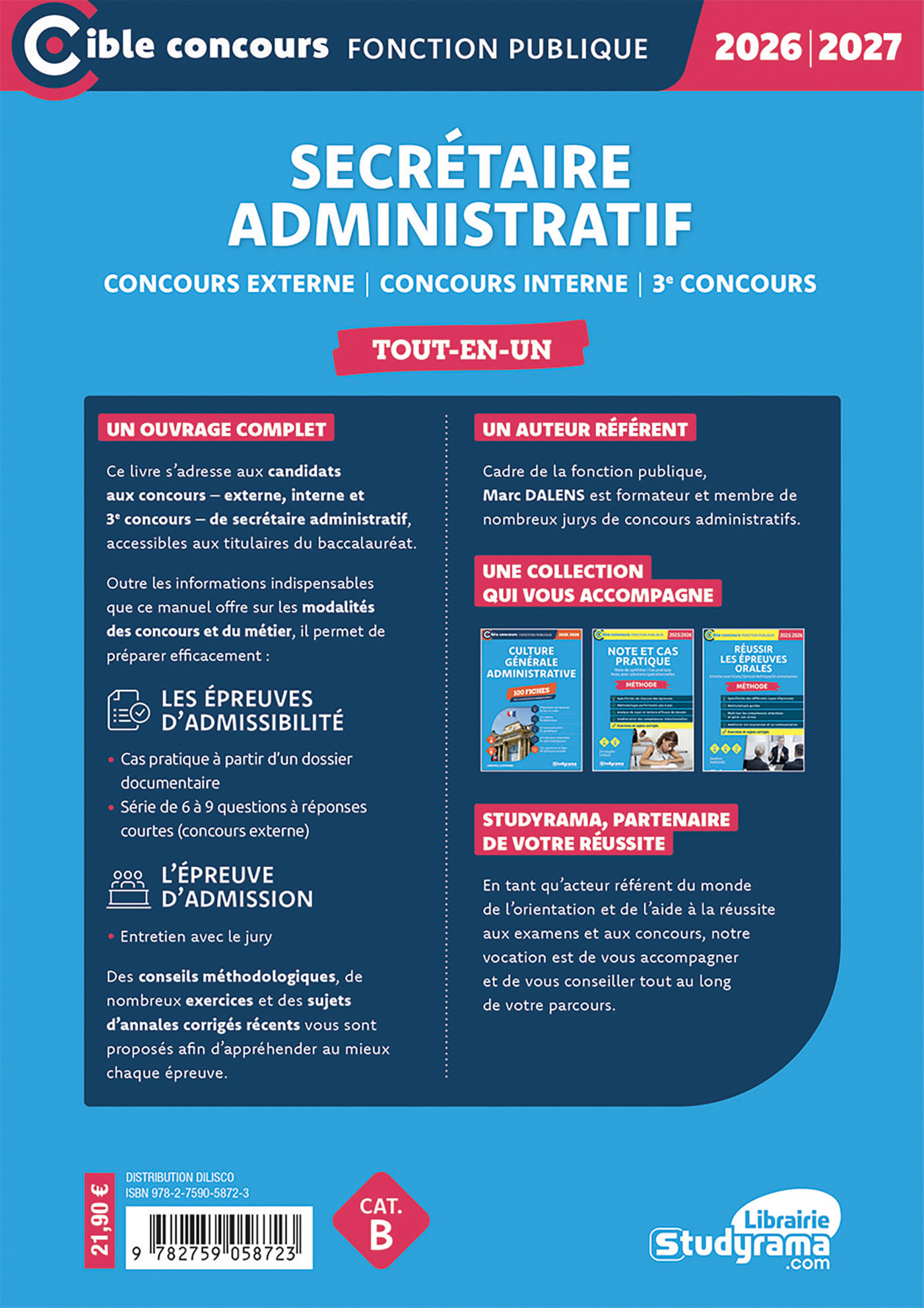 Secrétaire administratif (Catégorie B – Concours 2026-2027) - Marc Dalens - STUDYRAMA