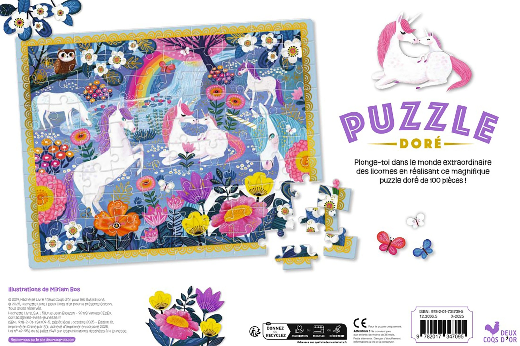 Puzzle doré Au pays des licornes - 100 pièces -  - DEUX COQS D OR