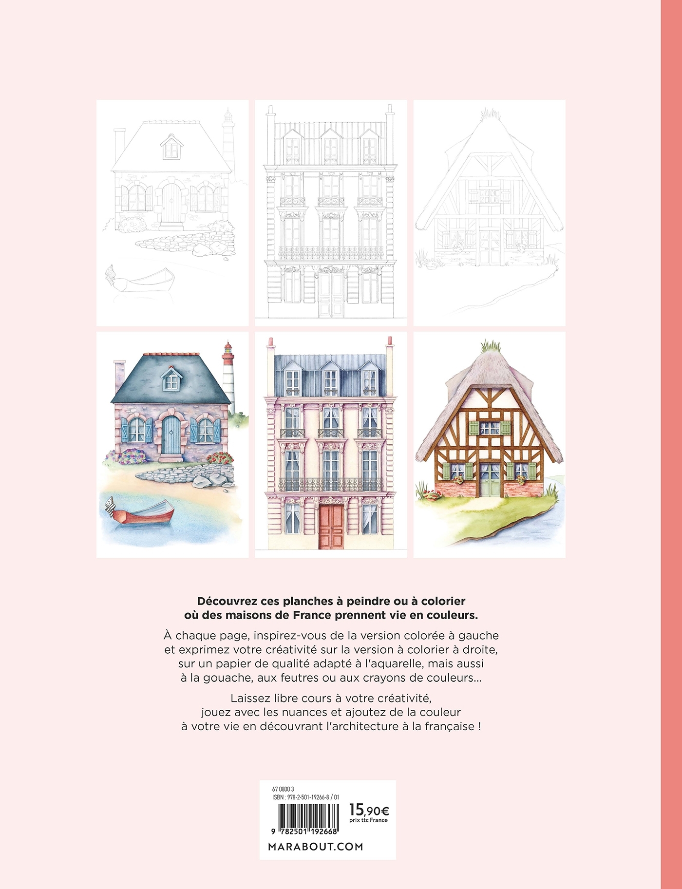 Coloriage aquarelle -Jolies maisons de France -  - MARABOUT