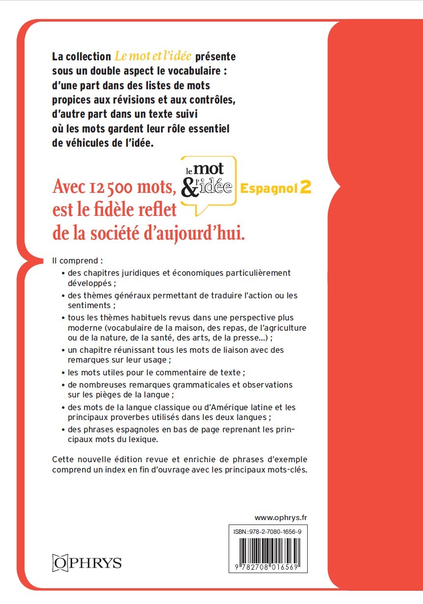 Le mot et l’idée 2 – espagnol - Eric Freysselinard - OPHRYS