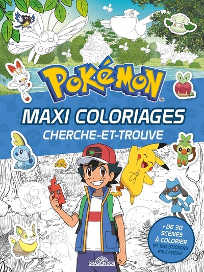 Pokémon - Maxi coloriages cherche-et-trouve -  The Pokémon Company - DRAGON D OR