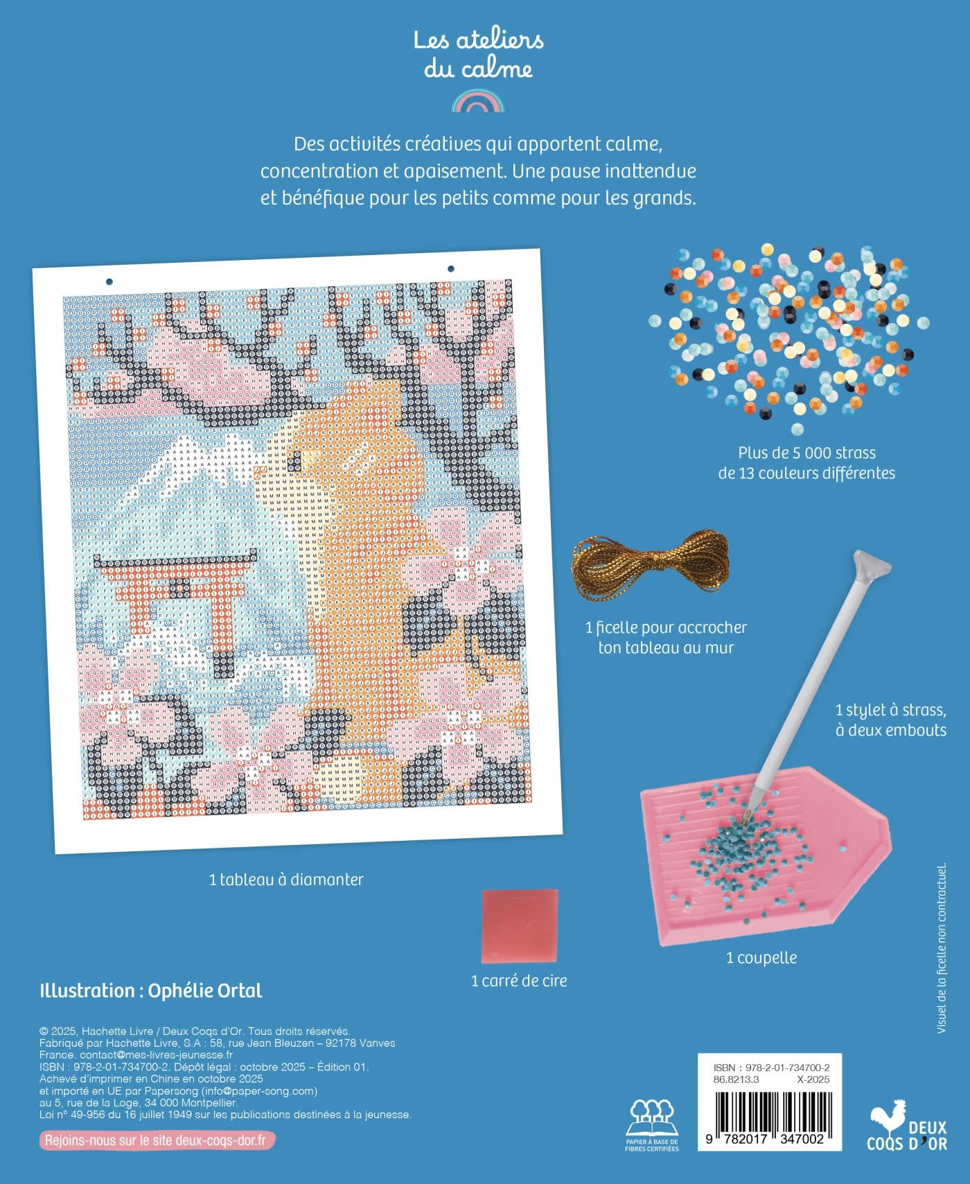 Mon tableau chat à diamanter - coffret avec accessoires -  - DEUX COQS D OR