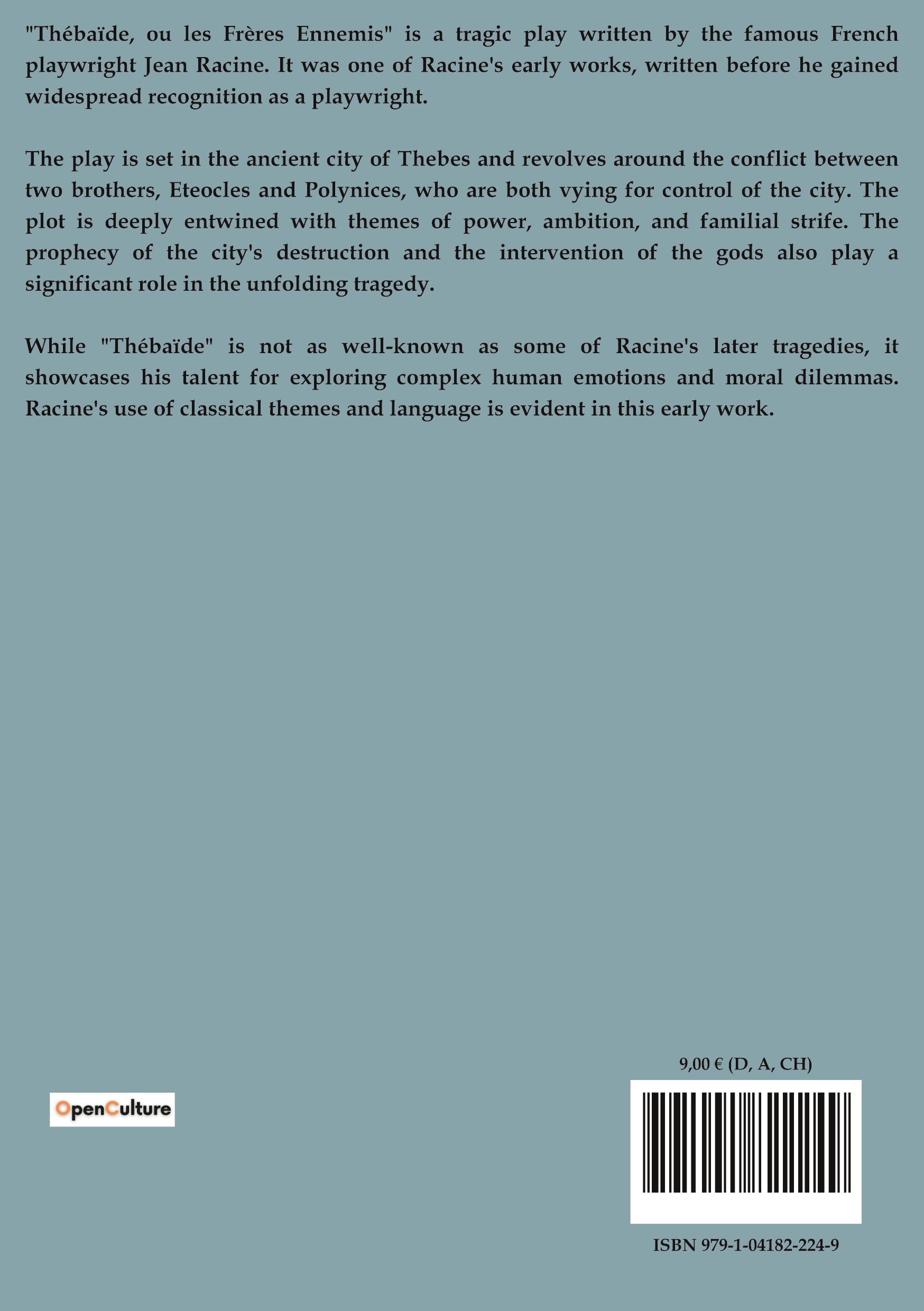 La Thébaïde, ou les Frères Ennemis - Jean Racine - CULTUREA