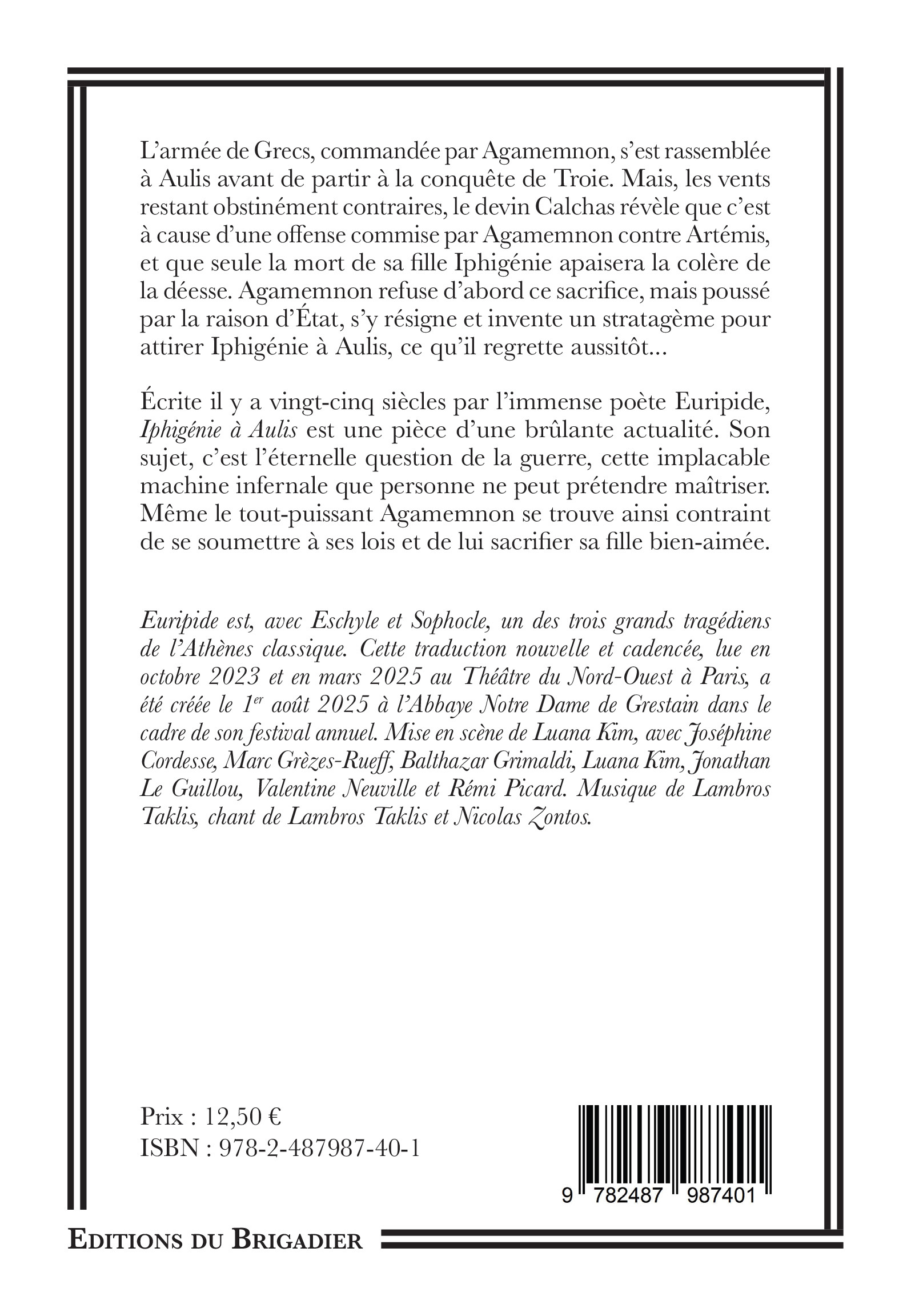 Iphigénie à Aulis -  Euripide - DU BRIGADIER