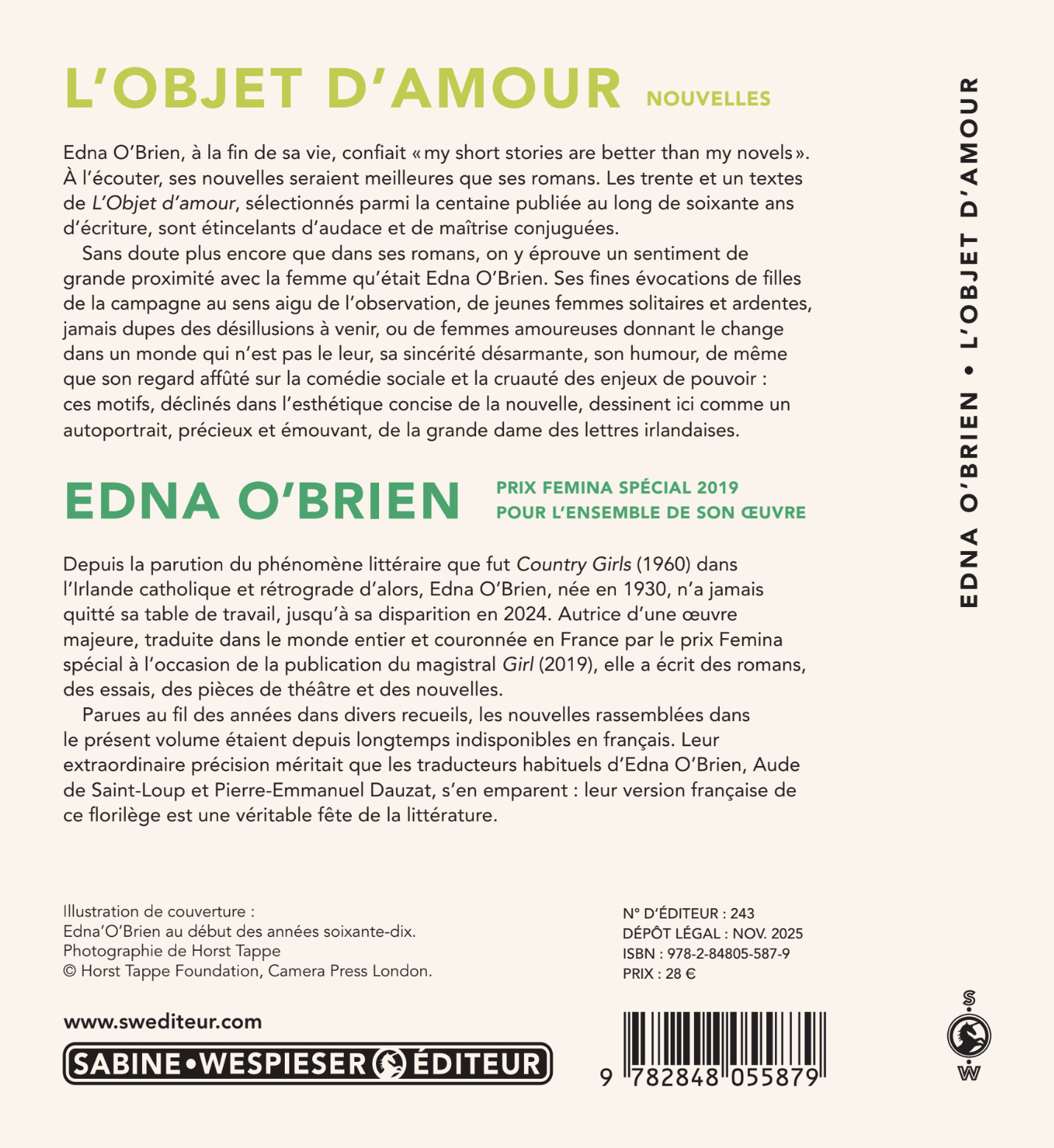L'Objet d'amour - Edna O'Brien - SABINE WESPIESE