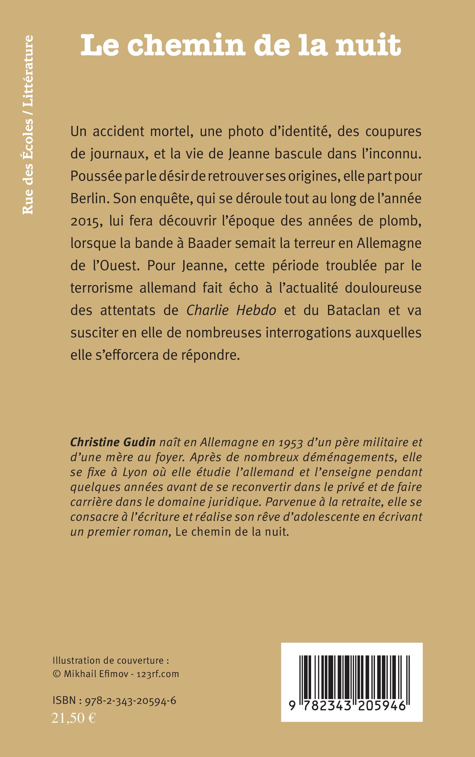 Le chemin de la nuit - Christine Gudin - L'HARMATTAN