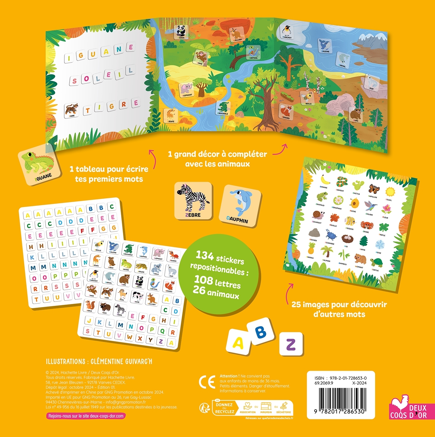 Stickers épais Mon premier ABCdaire animaux -  - DEUX COQS D OR