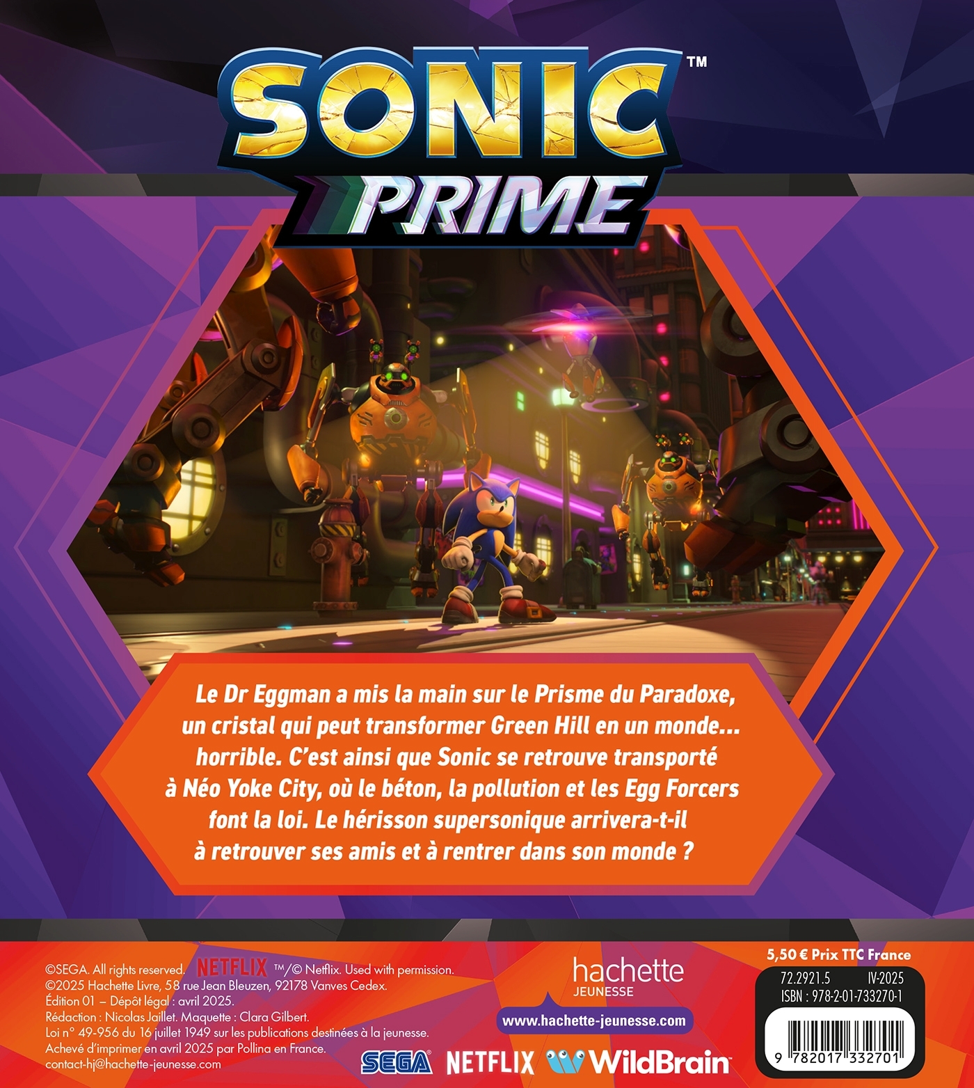 Sonic Prime - 1 - Bienvenue à Néo Yoke City -  SEGA - HACHETTE JEUN.
