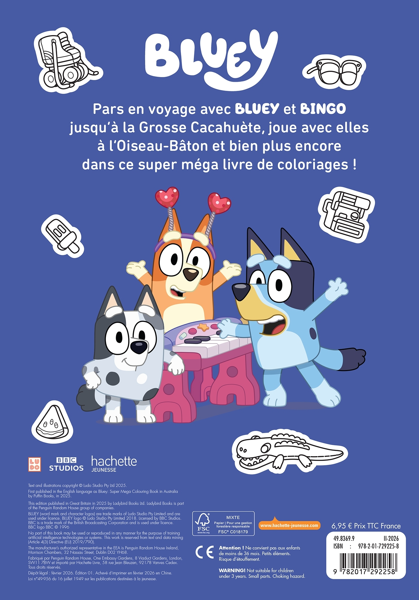 Bluey - Super méga livre de coloriages -  BBC Studios - Ladybird Books Ltd - HACHETTE JEUN.