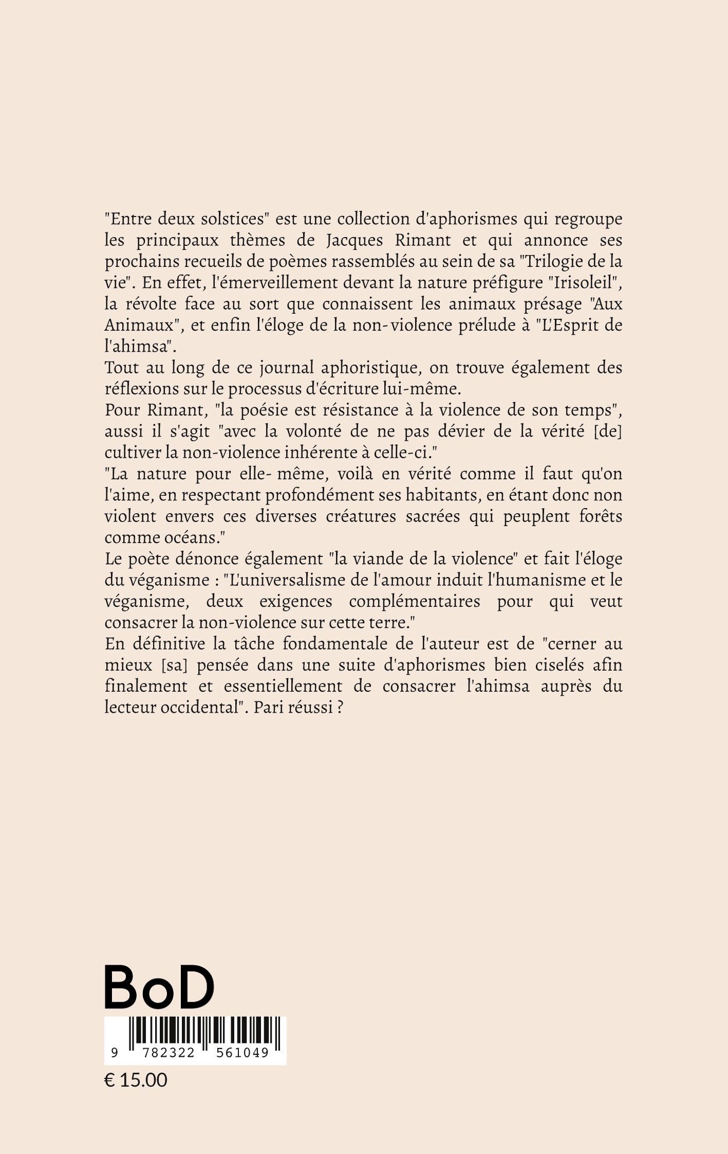 Entre deux solstices -  RIMANT JACQUES, Jacques Rimant - BOOKS ON DEMAND