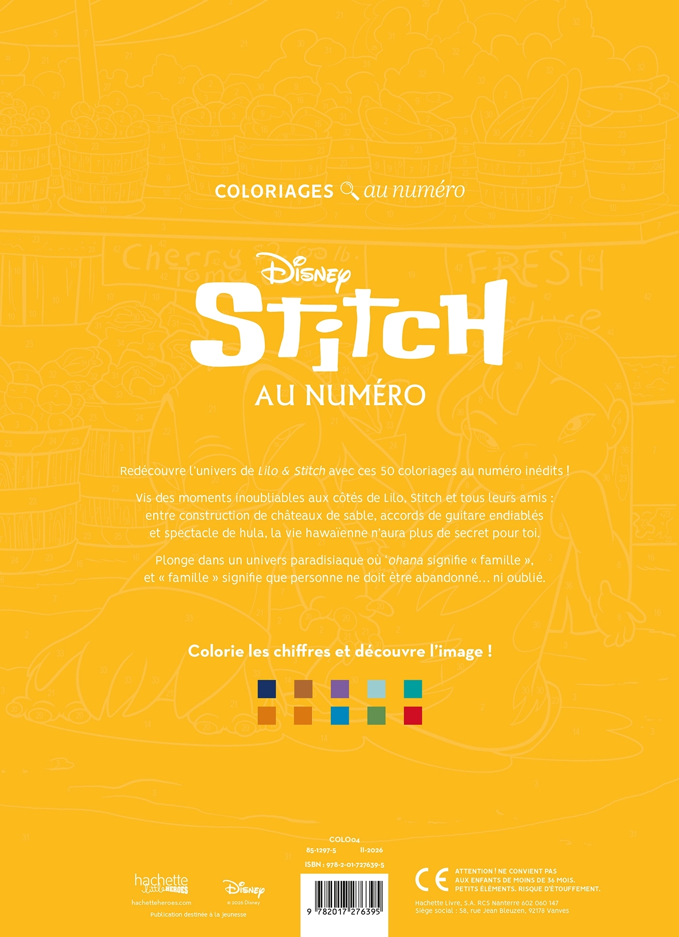Coloriages au numéro - Stitch -  - HACHETTE HEROES