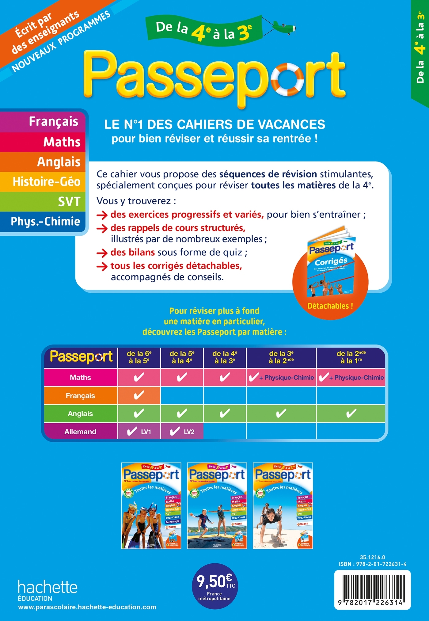 Passeport - Toutes les matières - De la 4e à la 3e - Cahier de vacances 2025 - Laurent Bonnet, Fabienne Ottevaere, Sébastien Dessaint, Anne-Laure Chat, mireille semat - HACHETTE EDUC