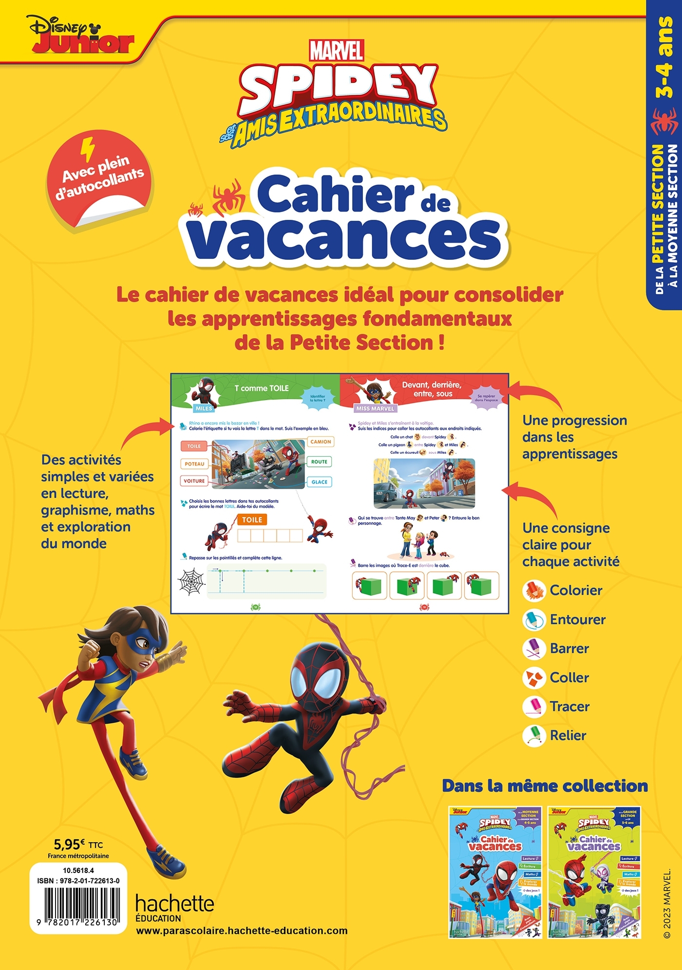 Disney - Marvel - Spidey et ses amis extraordinaires - De la PS à la MS - Cahier de vacances 2025 - Cécile Vibaux - HACHETTE EDUC
