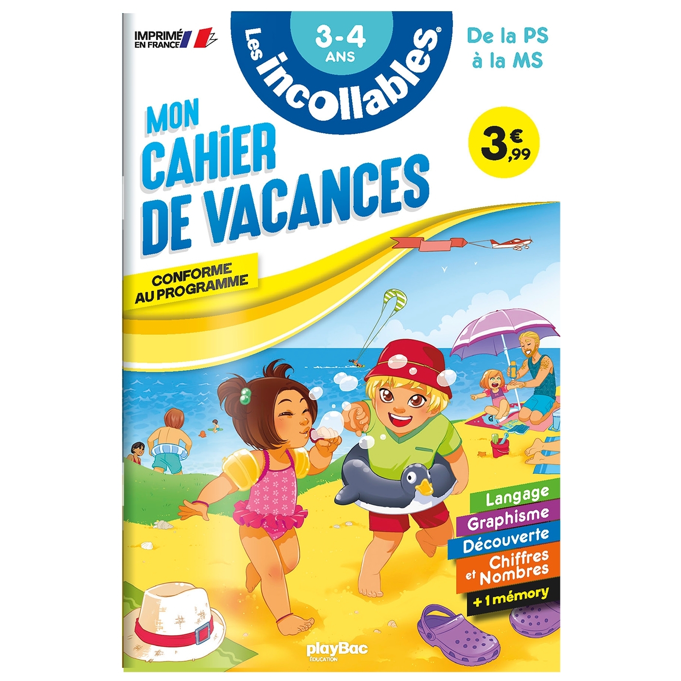 Cahier de vacances 2026 - Les incollables - Petite Section à Moyenne Section - 3/4 ans -  Agnès Roy - PLAY BAC