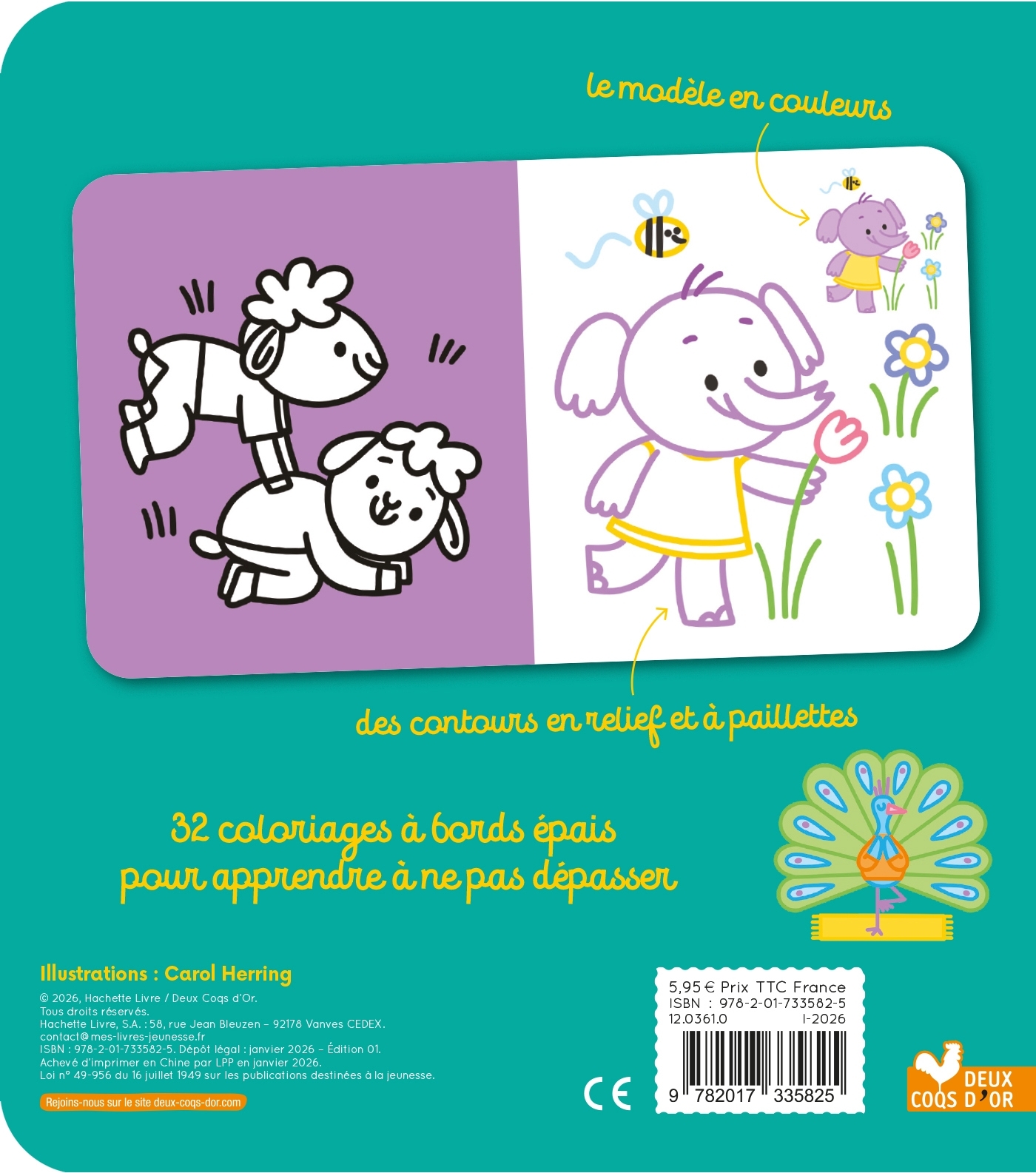 Coloriages à bords pailletés - Oscar le léopard -  - DEUX COQS D OR