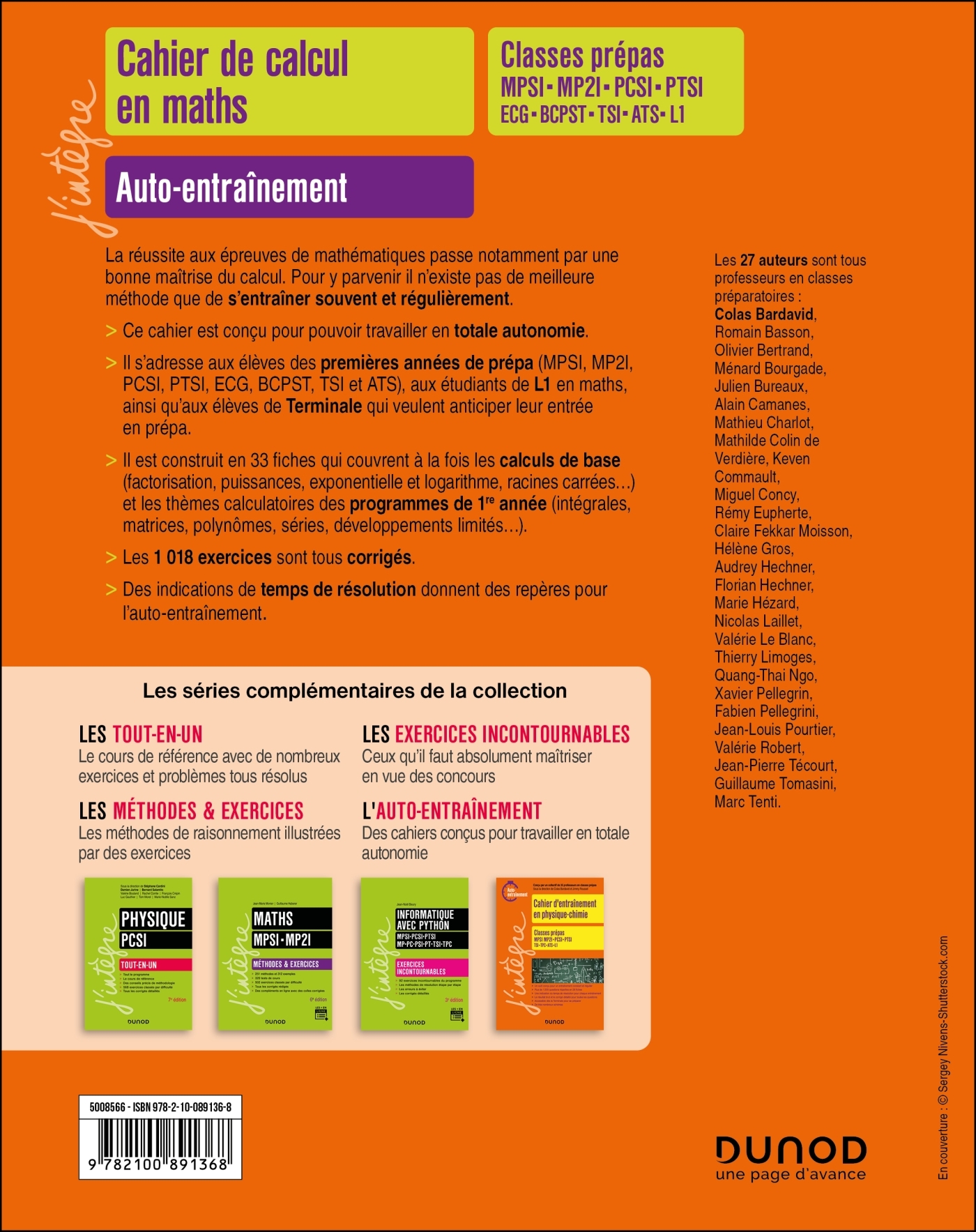 Cahier de calcul en maths Prépas 1re année - Colas Bardavid - DUNOD