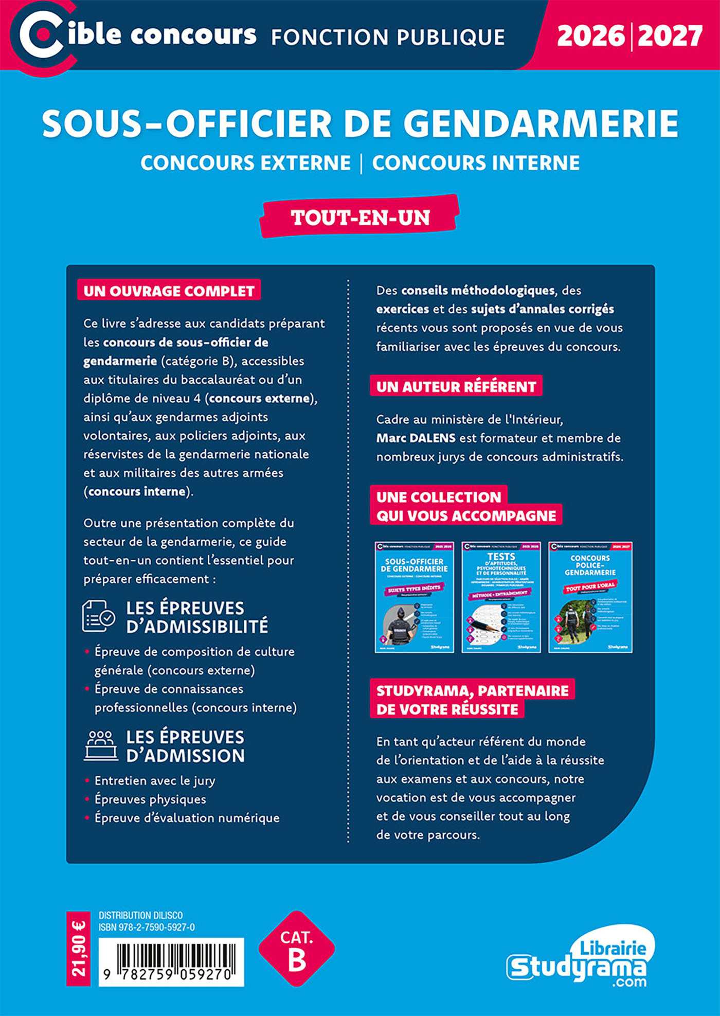 Sous-officier de gendarmerie – Tout-en-un (Catégorie B – Concours 2026-2027) - Marc Dalens - STUDYRAMA