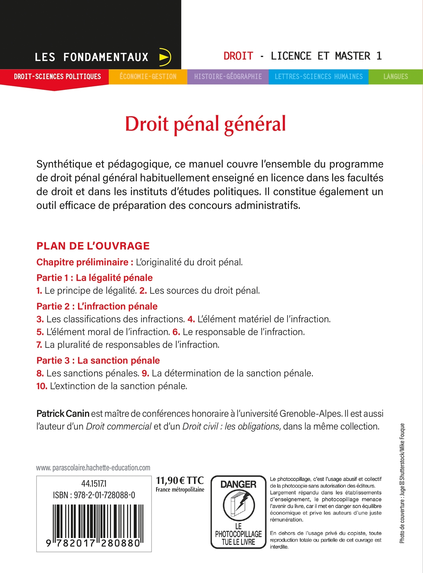 Les Fondamentaux - Droit pénal général 2026 - Patrick Canin - HACHETTE EDUC