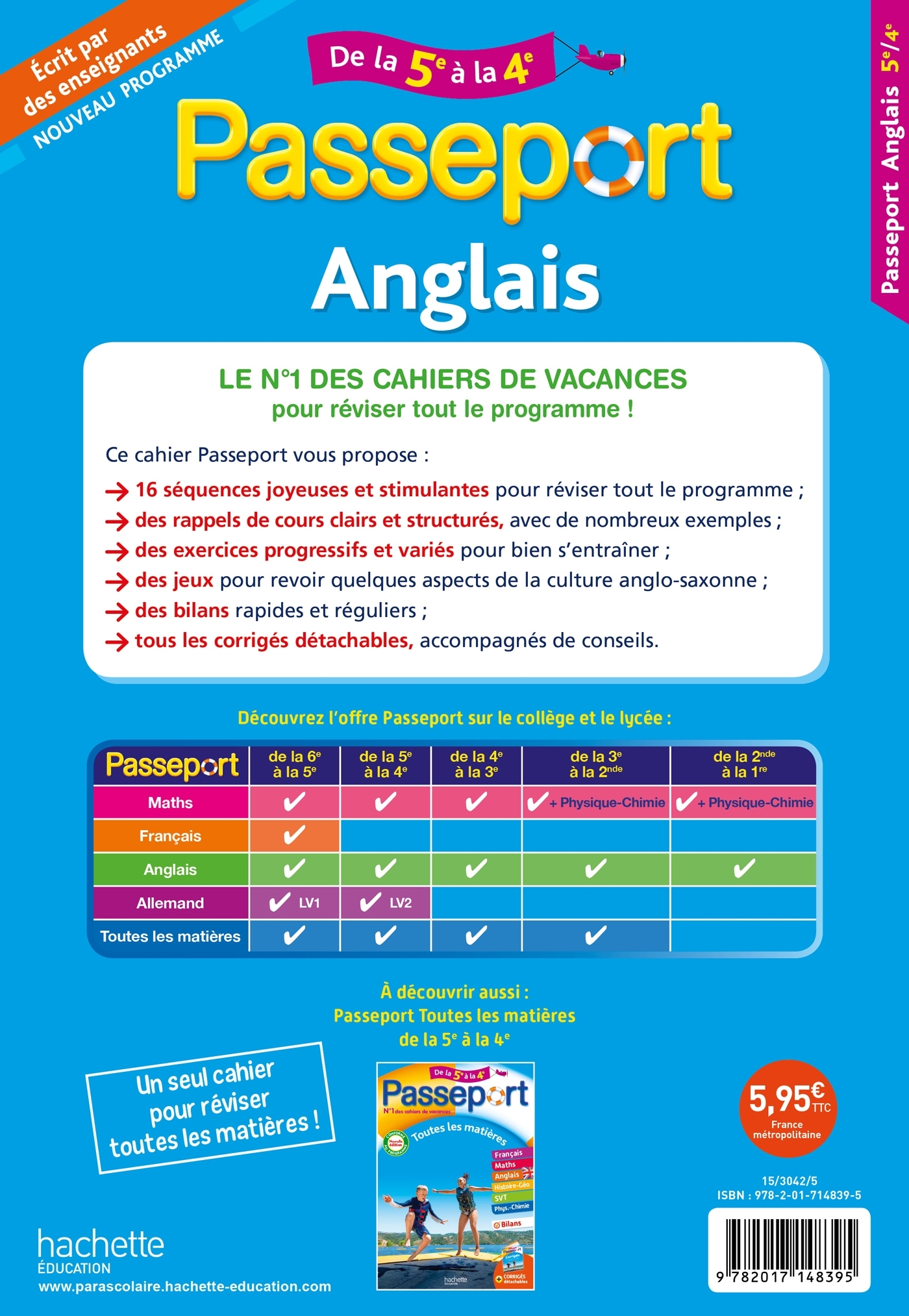Passeport - Anglais - De la 5e à la 4e - Cahier de vacances 2025 - Marie Françoise Dréano, Sylvie Le Bour - HACHETTE EDUC