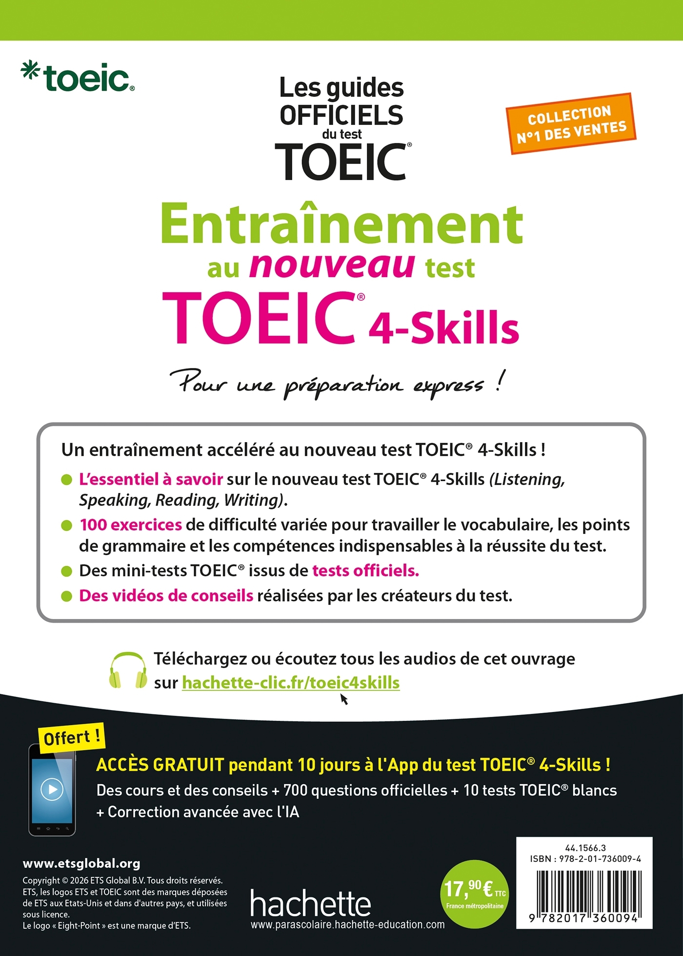 Entraînement au nouveau test TOEIC 4-skills - ERICK ALEXANDERSON ROSAS,   - HACHETTE EDUC