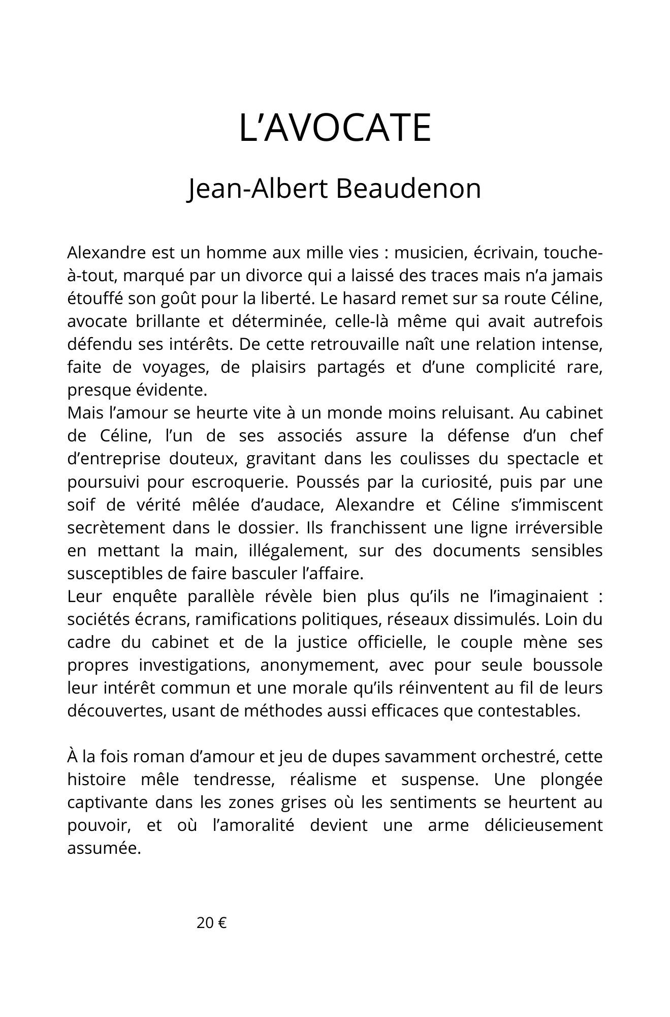 L'avocate - Jean-Albert Beaudenon - MVO EDITIONS
