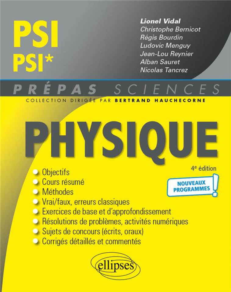 PHYSIQUE PSI/PSI* - PROGRAMME 2022 - VIDAL/BERNICOT - ELLIPSES MARKET