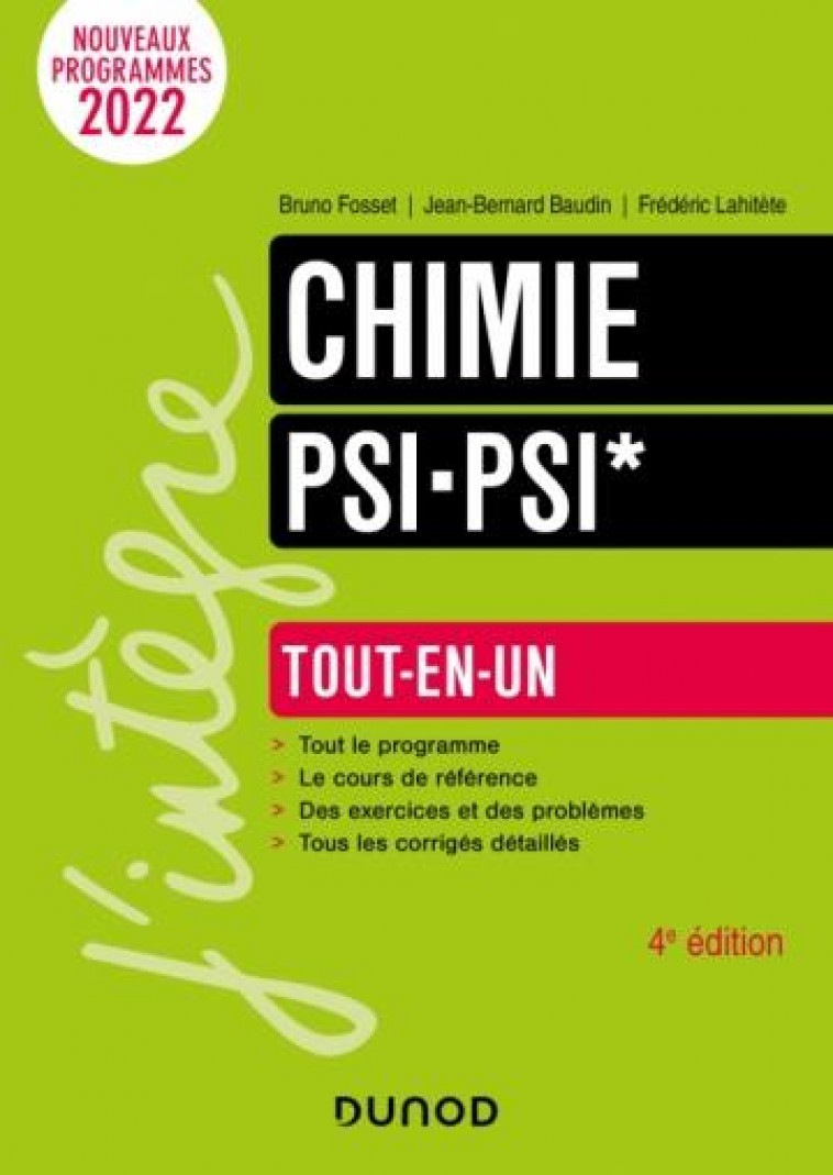 CHIMIE TOUT-EN-UN PSI/PSI* - 4E ED. - FOSSET/BAUDIN - DUNOD