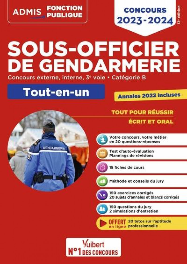CONCOURS SOUS-OFFICIER DE GENDARMERIE - CATEGORIE B - TOUT-EN-UN - 20 TUTOS OFFERTS - GENDARME EXTER - LAVEDAN FRANCOIS - VUIBERT