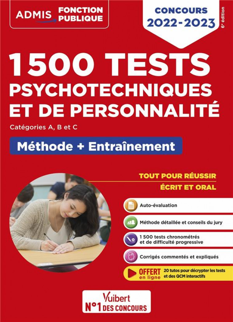 1500 TESTS PSYCHOTECHNIQUES ET DE PERSONNALITE - METHODE ET ENTRAINEMENT INTENSIF - CONCOURS 2022-20 - BENOIST/DESCHAMPS - VUIBERT