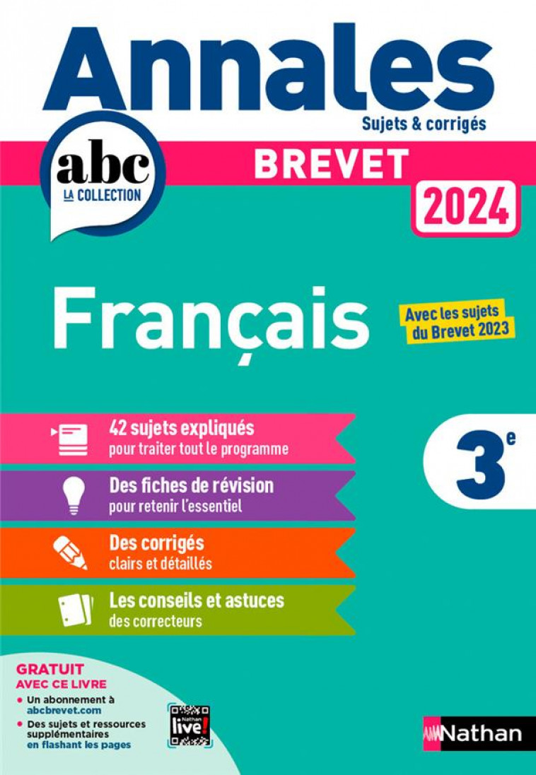 ANNALES BREVET FRANCAIS 2024 - CORRIGE - BOUHOURS THOMAS - CLE INTERNAT